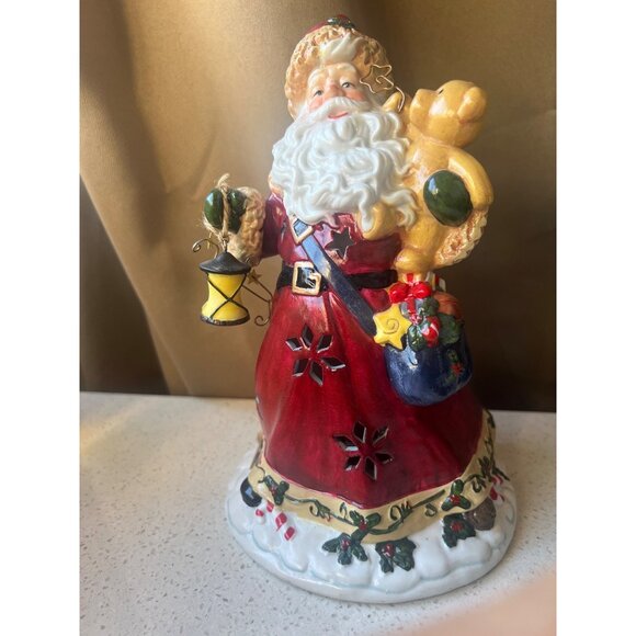 Santa Claus Figurine Lantern Design With LED Light Effects 8" T Gift - Picture 14 of 16